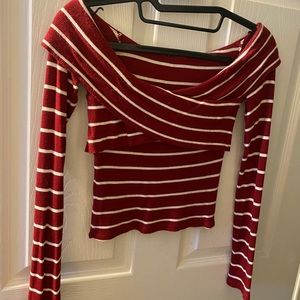 Long sleeve crop top off the shoulder